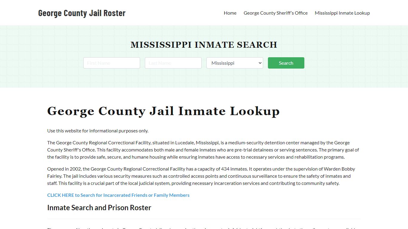 George County Jail Roster Lookup, MS, Inmate Search